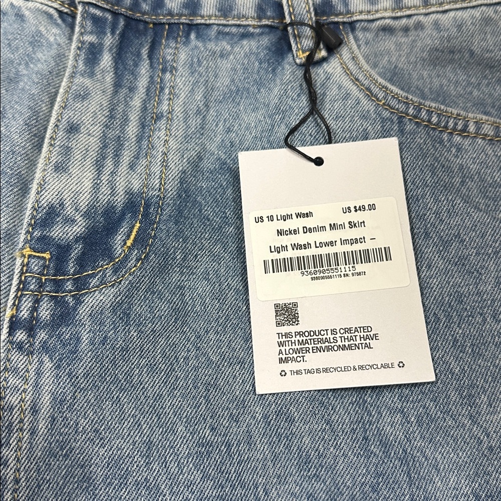 Princess Polly Nickel Denim Mini Skirt Light Wash NWT‎ Size 10 - Picture 6 of 6